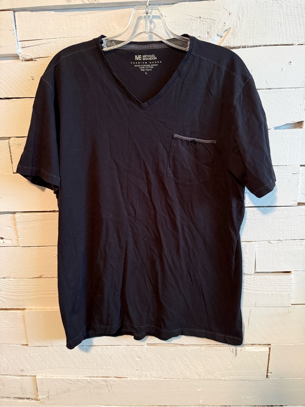 Michael Brandon Black V-Neck Pocket Short Sleeve Tee